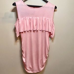 Planet Motherhood Pink Cold Shoulder Maternity Top (S)